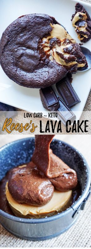 Our Chocolate Peanut Butter Cake has a peanut butter lava center with a moist outer chocolate cake!