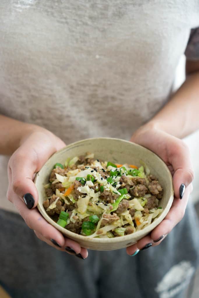 Egg Roll in a Bowl This keto egg roll in a bowl is the prefect take on and replacement to traditional Asian egg rolls!