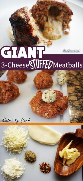 Enjoy the lava like flow of 3 types of cheese as it comes oozing out of these 4oz Keto, Gluten-Free Meatballs. 1g of carb per Giant Cheese Meatballs!