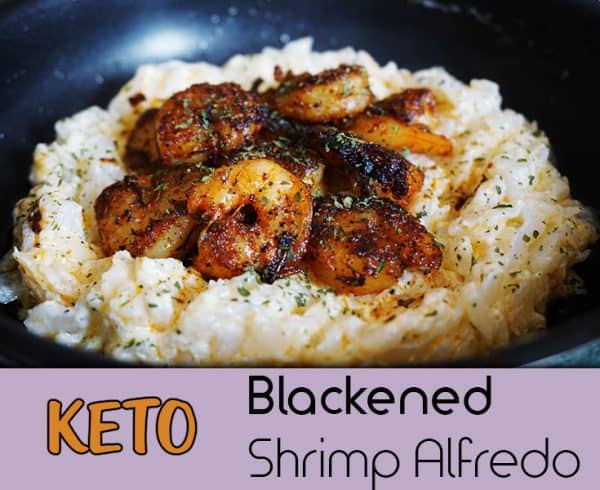 Our Fettuccine Alfredo with Blackened Shrimp uses zero carb, zero calorie noodles for a perfect ketogenic meal!