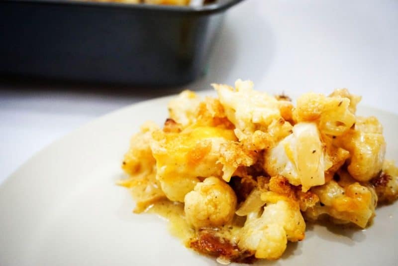 cauliflower mac and cheese plated