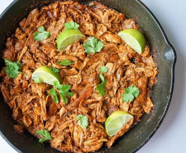 mexican shredded chicken lime overhead