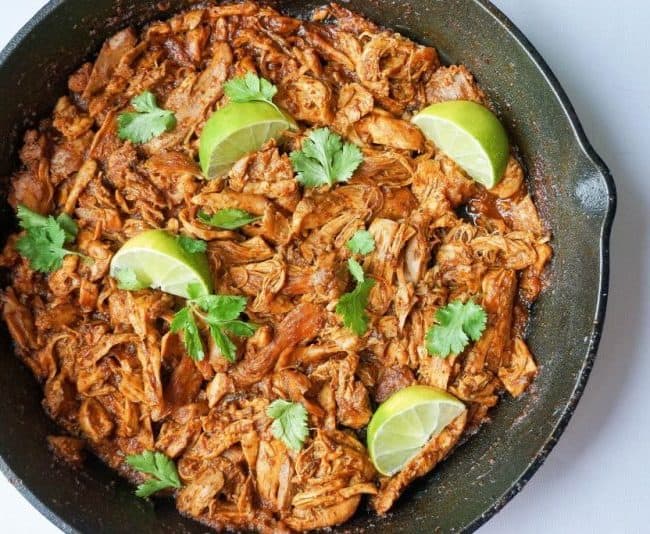 Mexican Shredded Chicken mexican shredded chicken lime overhead