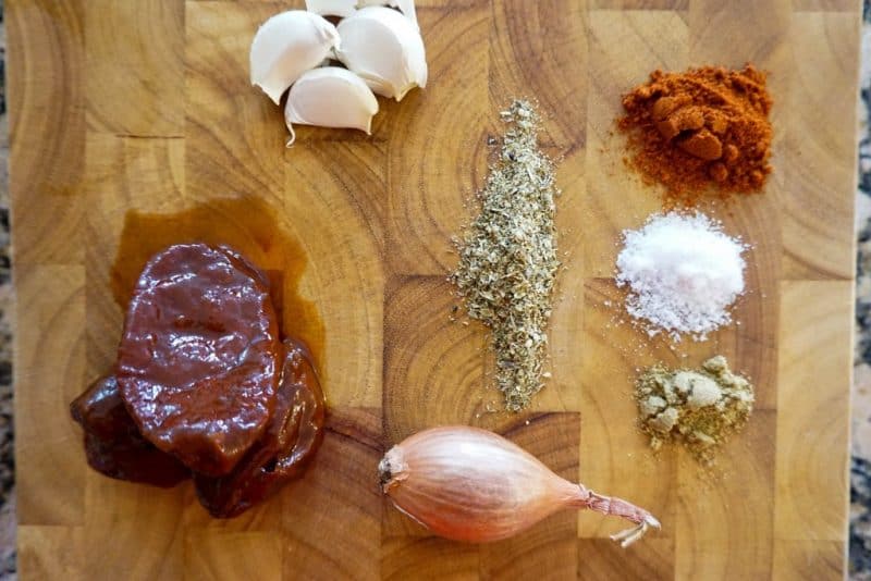 Mexican Shredded Chicken mexican shredded chicken spices overhead