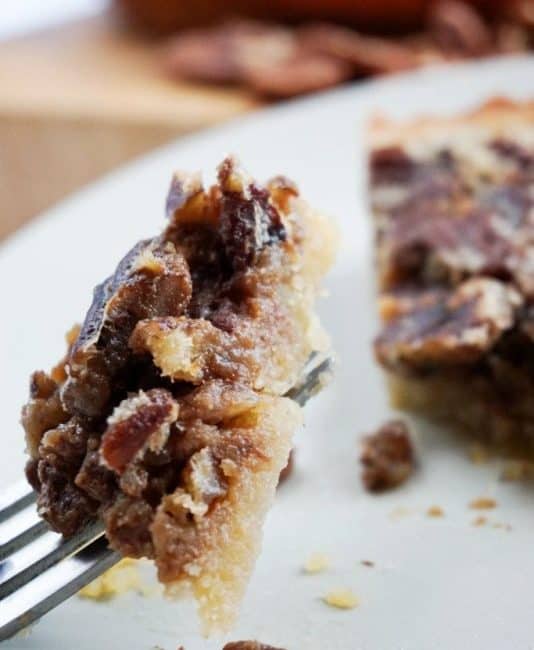 low carb pecan pie fork