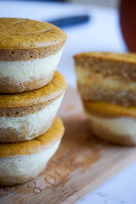 Keto Pumpkin Cheesecake stacked layered dessert for the holidays