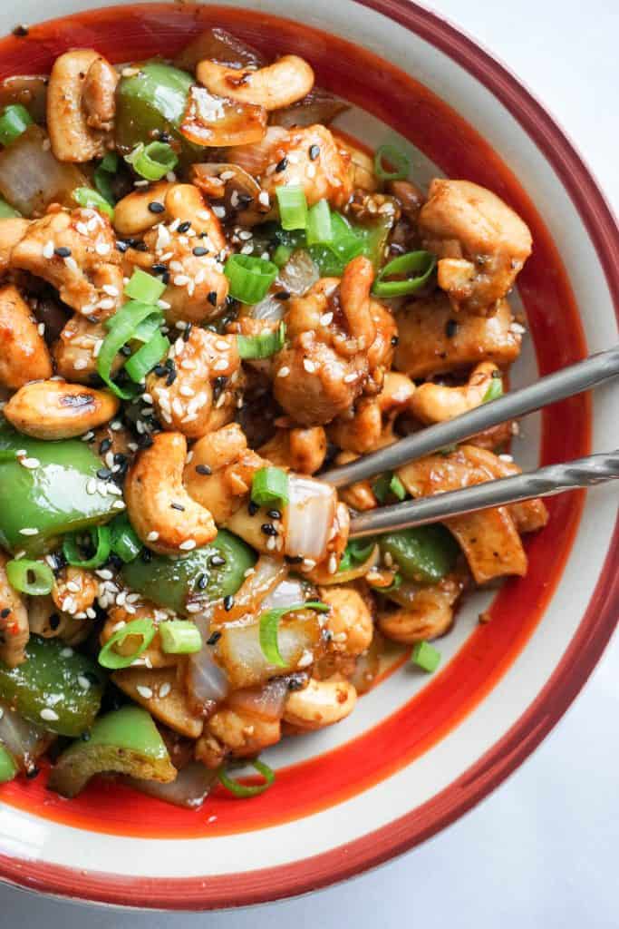 easy cashew chicken vertical chopsticks