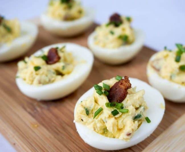 Keto Deviled Eggs simple deviled eggs angle