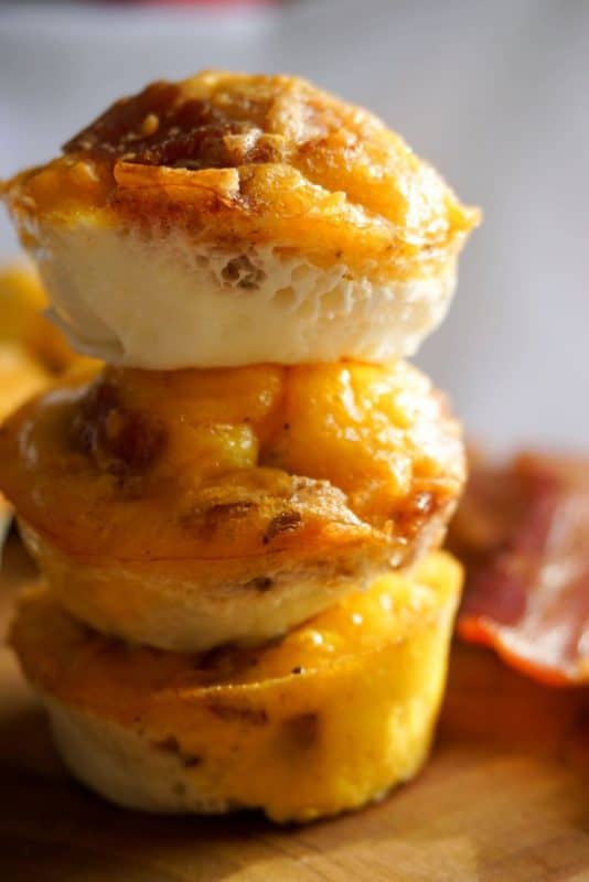 bacon egg cups stacked