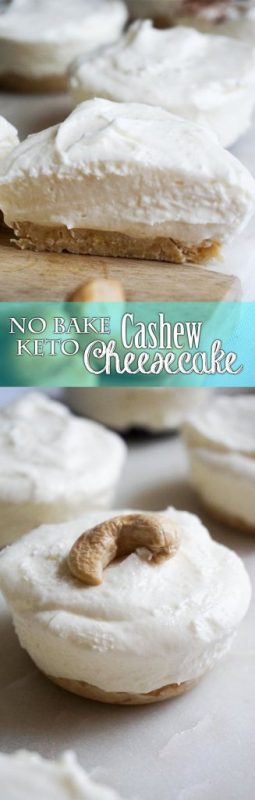 No Bake Cashew Cheesecake - KETO! Easy and delicious cashew crust topped with creamy cheesecake.