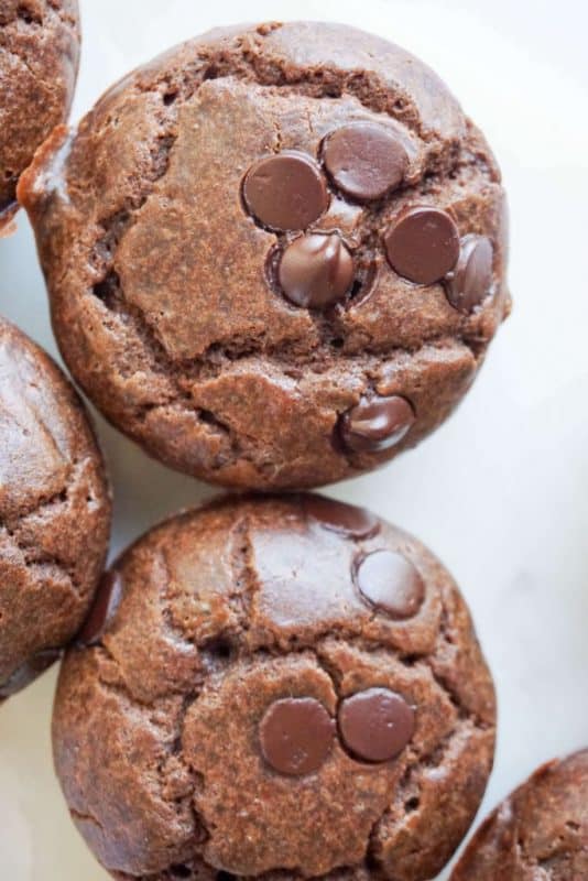 low carb chocolate muffins overhead close