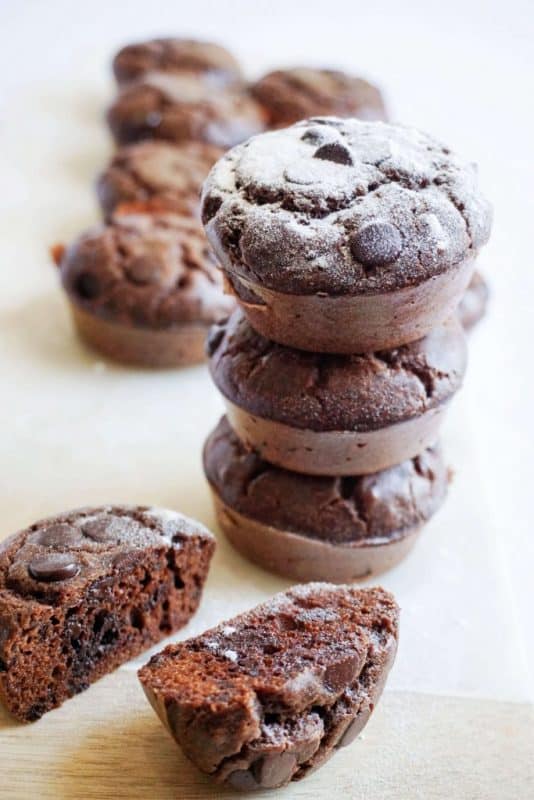 low carb chocolate muffins stacked