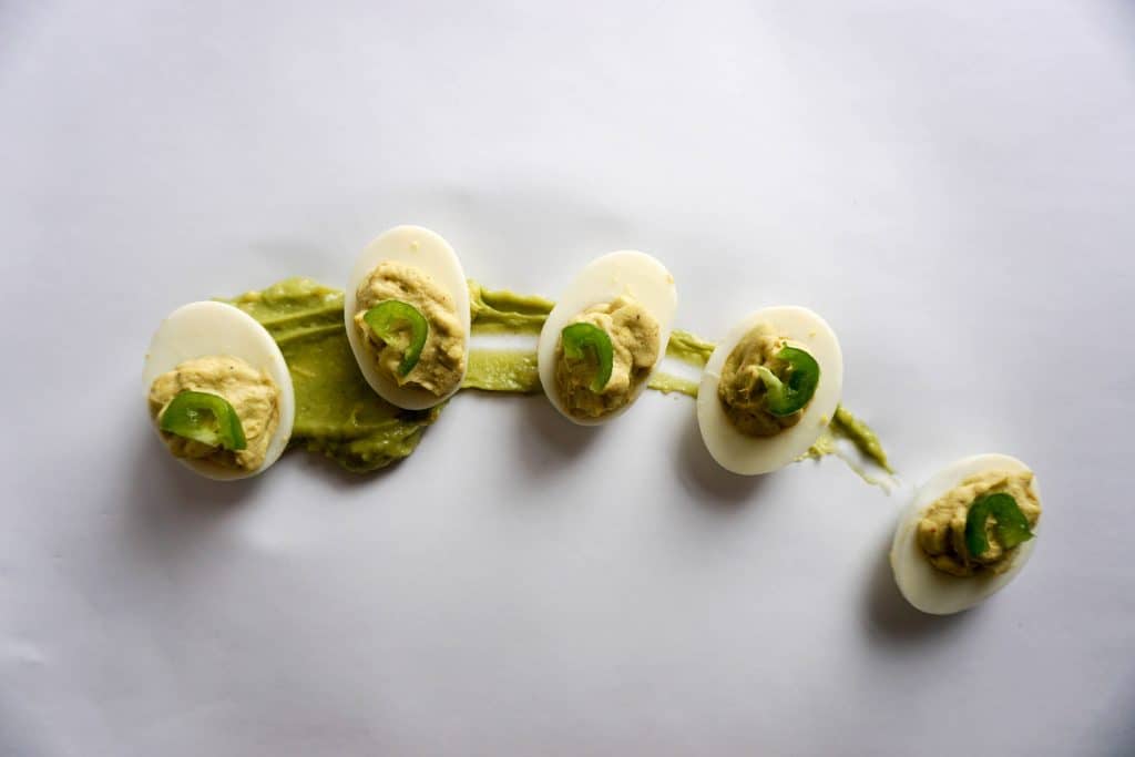 Keto Deviled Eggs Easy keto Avocado Deviled Eggs! High fat, creamy goodness!