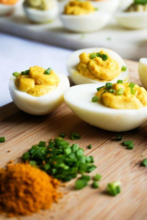 Keto Curry Deviled Eggs! A fast and easy way to add some flavor to your typical deviled eggs!