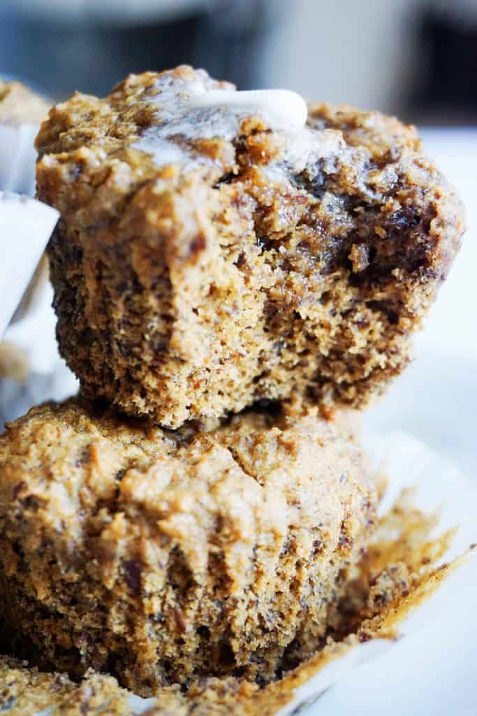 Oat Fiber high fiber muffins stacked
