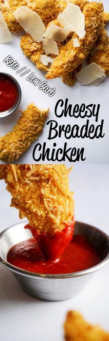 Keto Parmesan Breaded Chicken! Tasty low carb breading made with parmesan cheese and nutritional yeast!