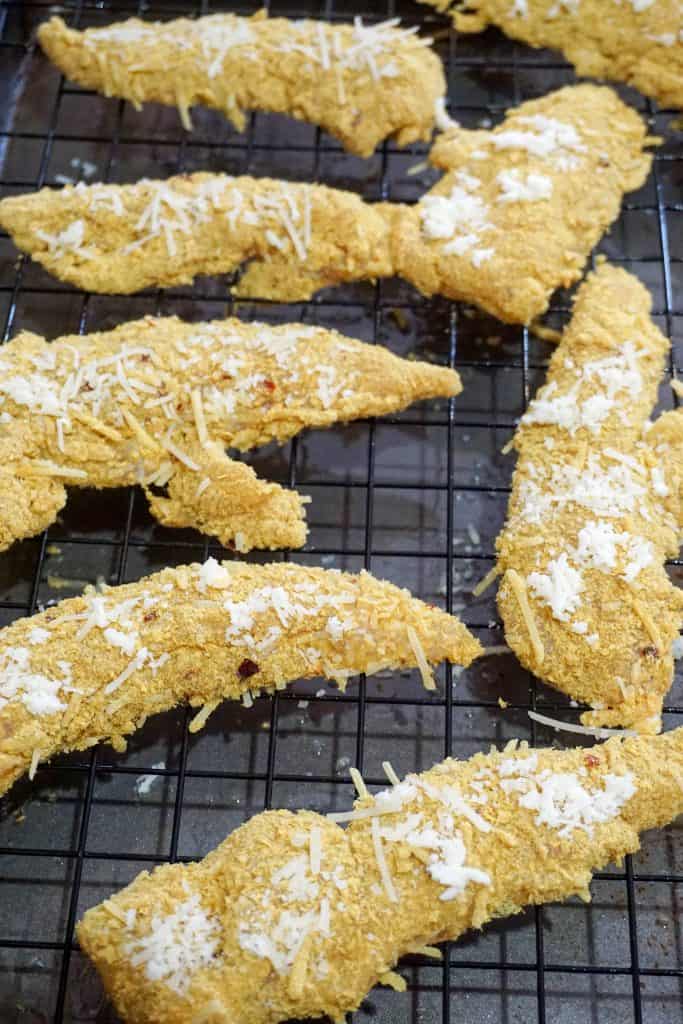 Keto Parmesan Breaded Chicken! Tasty low carb breading made with parmesan cheese and nutritional yeast!