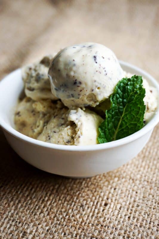 keto ice cream 4 scoops of keto ice cream in a bowl with mint