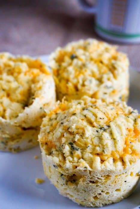 low carb biscuits with cheese and herds on a plate