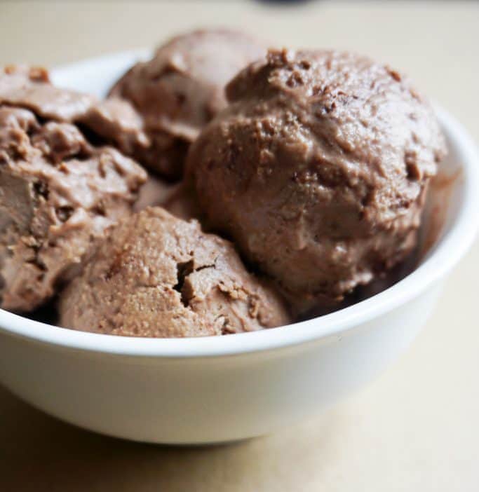 chocolate keto ice cream in a bowl