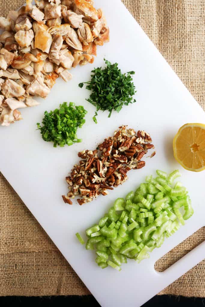 Chicken Salad Ingredients Ou Low Carb Keto Chicken Salad has the perfect chicken to creaminess ratio with crunch from celery and pecans!