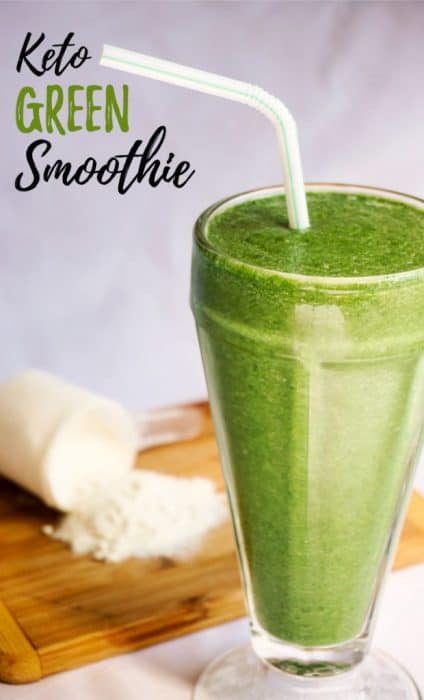 Our Nutritious Low Carb Smoothie features frozen spinach and protein powder for a great pre or post-workout drink!
