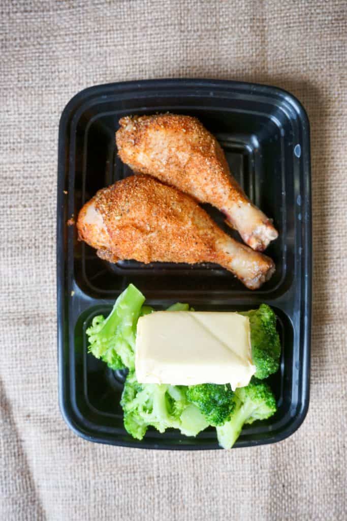 Pastured Drumsticks and Broccoli are one of our many keto meals that can be made from walmart! They can be used as meal prep, and stuck in the fridge for later in the week!