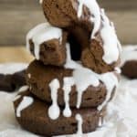 Stack of low carb chocolate donuts with icing