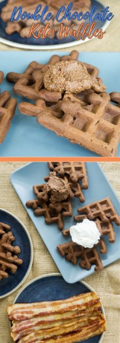 These Keto double chocolate low carb waffles are perfect for any meal of the day and are good enough to be eaten plain or topped with your favorite toppings!