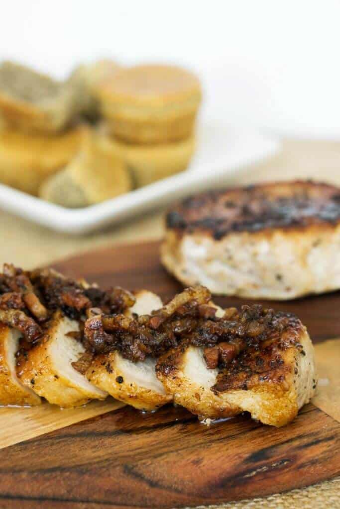 Fresh Apple Pork Chops Make our keto Apple Pork Chops dressed with bacon, onions and ginger for a quick, hearty fall time dinner!