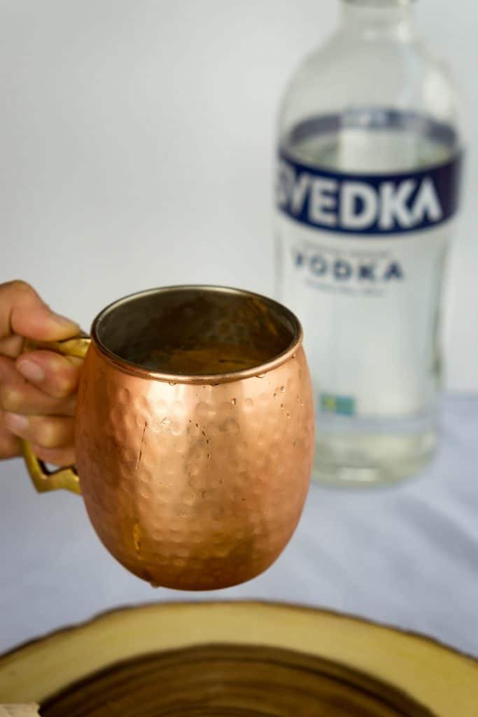 apple cider moscow mule holding