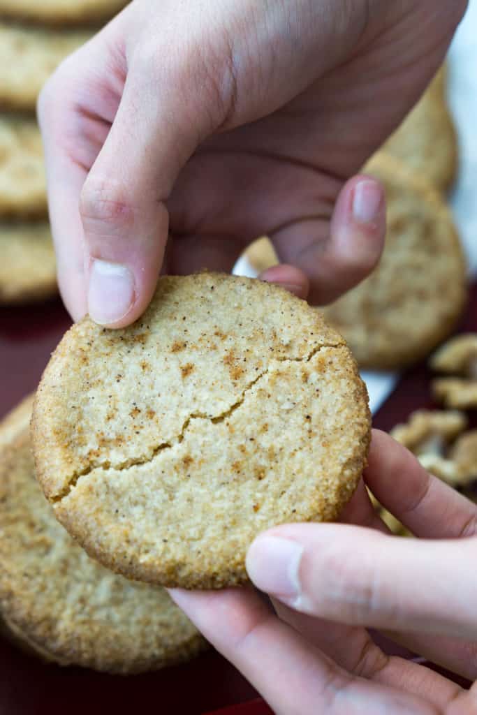 Our low carb, nut meg spiced Walnut Cookies are the perfect crispy, chewy dessert for the holiday season!