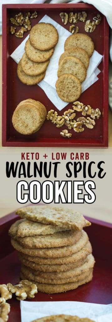 Our low carb, nut meg spiced Walnut Cookies are the perfect crispy, chewy dessert for the holiday season!