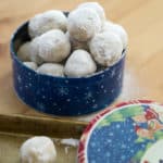 Snowball cookies on a cutting board