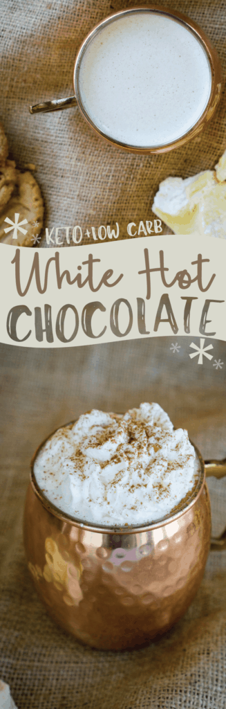 Our keto White Hot Chocolate recipe uses cacao butter for the perfect holiday drink that the whole family will love!