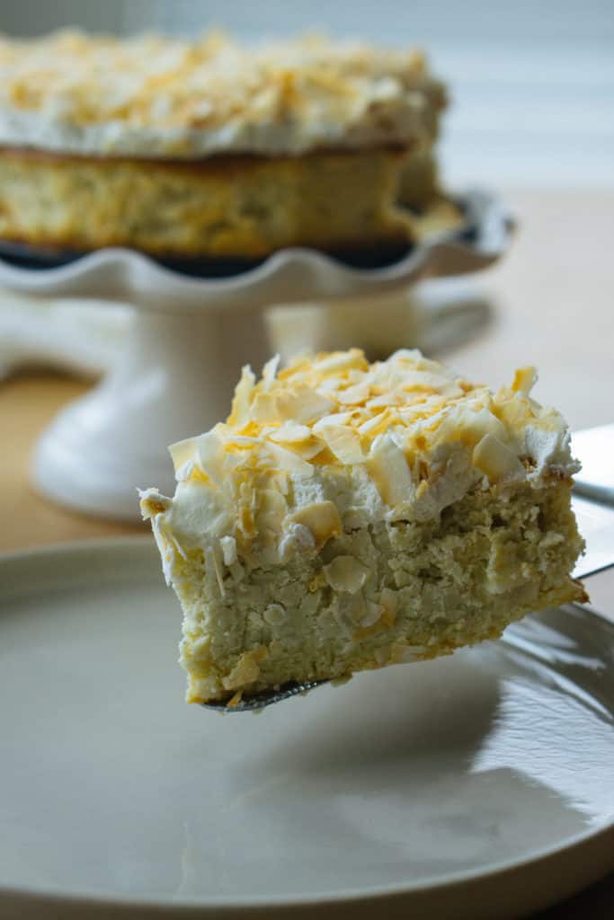 keto coconut cream pie slice