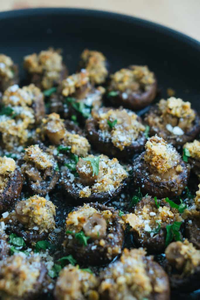 These parmesan garlic oven roasted mushrooms are a great keto side dish to serve alongside dinner or appetizer for you next party!