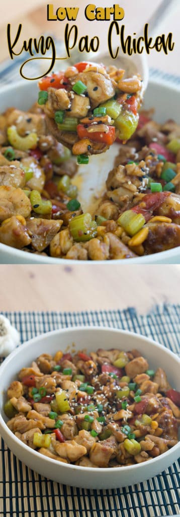This Low Carb Kung Pao Chicken is filled with tender meat, crunchy veggies and thick, savory sauce that will make you forget about your favorite Chinese take-out!