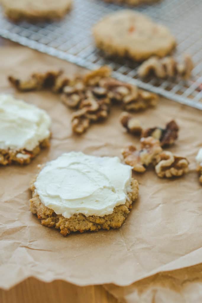 This keto carrot cake cookie recipe is the the perfect combination of sweet maple flavor and crunch from the walnuts and carrots!