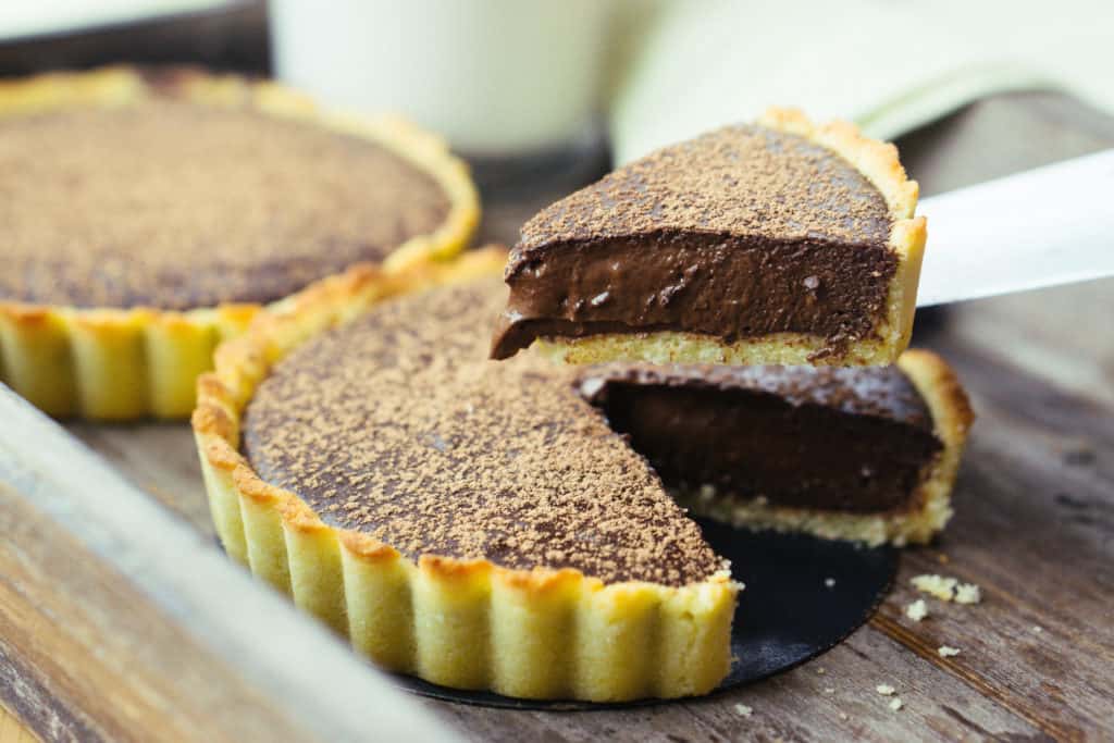 This low carb dark chocolate tart is made with a few simple ingredients to achieve a rich and indulgent, keto friendly dessert!