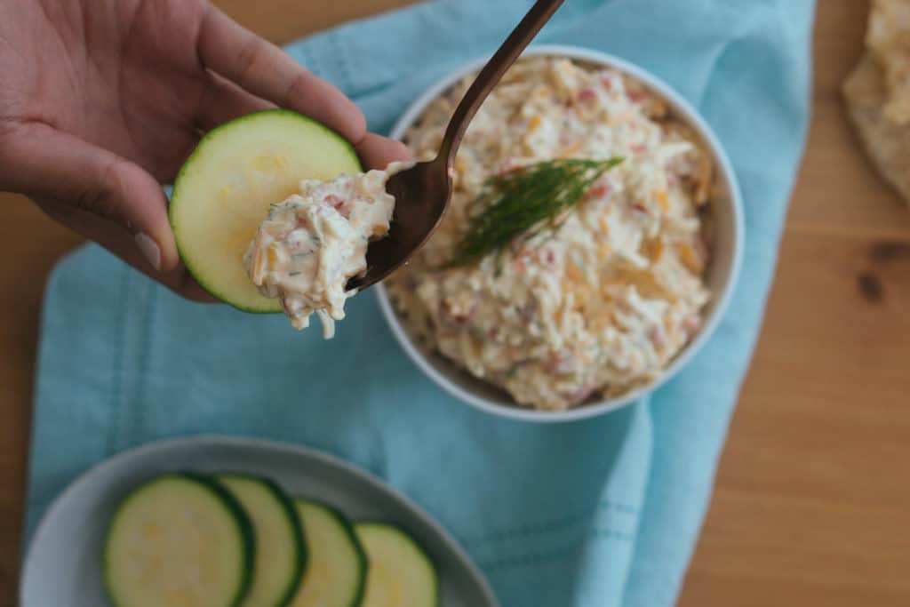 This easy keto pimento cheese recipe is the perfect low carb snack to serve at your next game night or party that will please everyone in the room!