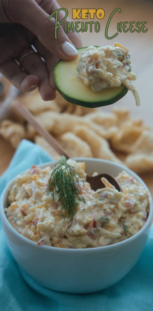 This easy keto pimento cheese recipe is the perfect low carb snack to serve at your next game night or party that will please everyone in the room!