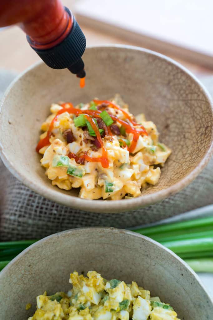 Low carb egg salad and sriracha