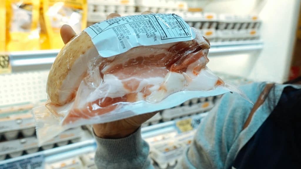 bacon ends and pieces in bulk at the freezer section of trader joes