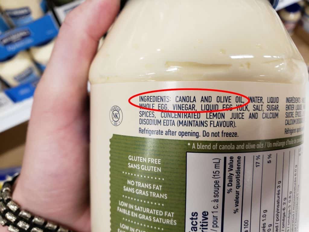 Even though it says olive oil mayonnaise, the first ingredient is canola oil. Refined vegetable oils are not healthy or keto friendly!