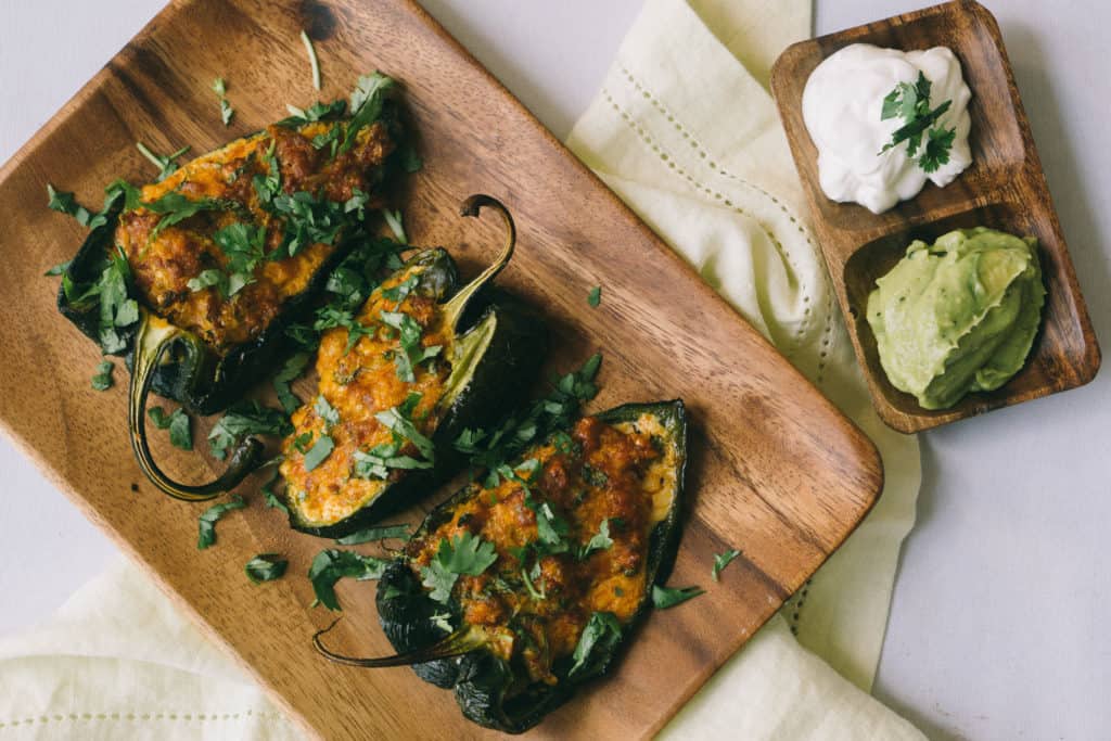 This easy stuffed peppers recipe uses poblano peppers and chroizo for the perfect low carb 30 minute keto dinner for any night of the week!