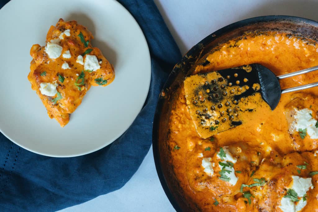 This Keto Chicken Thighs recipe is not only simple to make, but is packed with flavor from roasted red peppers and creamy goat cheese! 