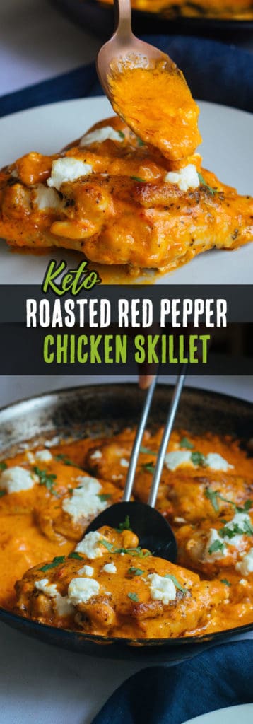 This Keto Chicken Thighs recipe is not only simple to make, but is packed with flavor from roasted red peppers and creamy goat cheese! 