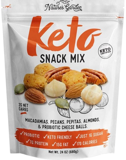 a package of natures garden keto snack mix