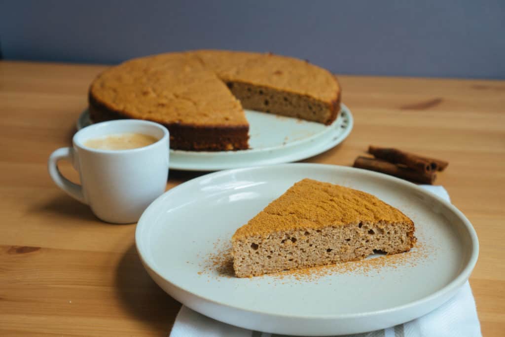 This Keto Cinnamon Ricotta Cake uses full fat ricotta cheese to create a moist, dense cake while still remaining low carb!